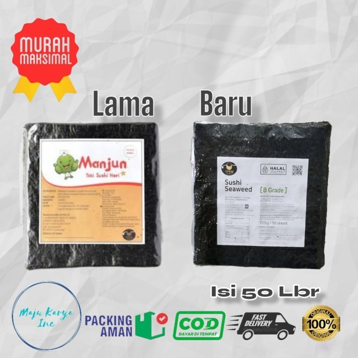 

Manjun Sushi Nori Rumput Laut Seaweed 50 Sheets Lembar