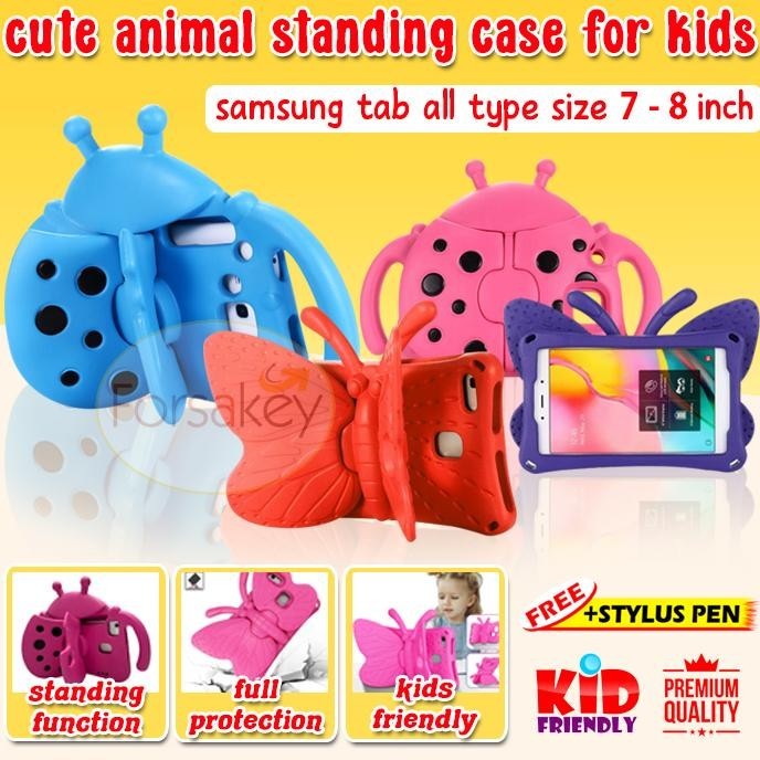 [TERBARU] Kids Case untuk Tablet Samsung Galaxy Tab A7 Lite A 8 8.0 S Pen A6 3V 3 4 7 7.0 Inch Stand