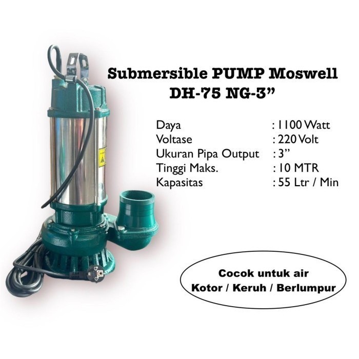siap kirim] Pompa Celup MOSWELL 3"/ Pompa Celup Air Kotor / Air Keruh / Air Lumpur