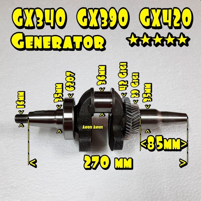 paling diminati] Genset GX340 GX390 GX 420 Crankshaft Kur As Honda 5000 6500 8000 watt