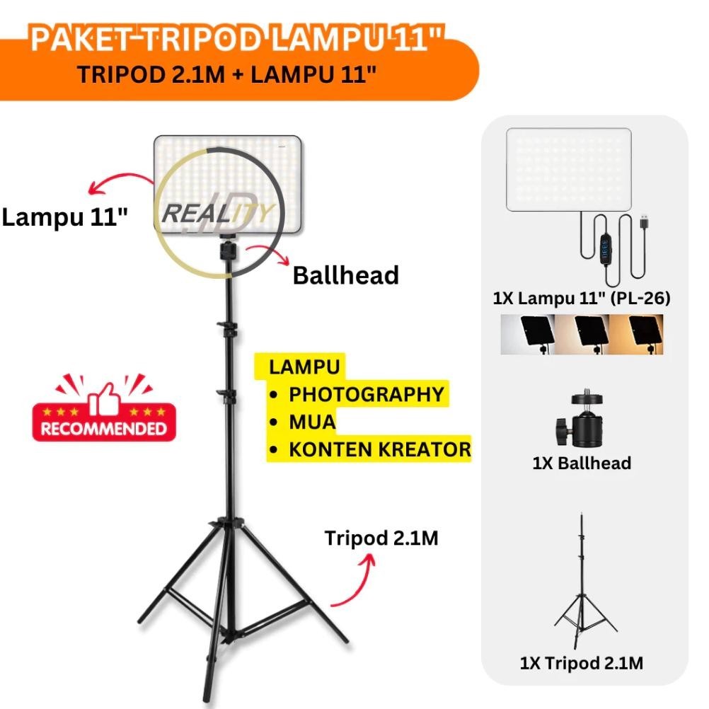 [TERBARU] [PAKET] TRIPOD 2 METER + LAMPU FOTOGRAFI PL-26 11 INCH LAMPU MUA FOTO STUDIO KONTEN KREATO