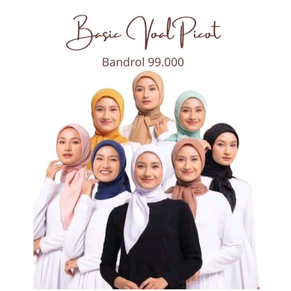 Dauky Segi Empat Polos Kerudung Hijab Jilbab Basic Voal Picot