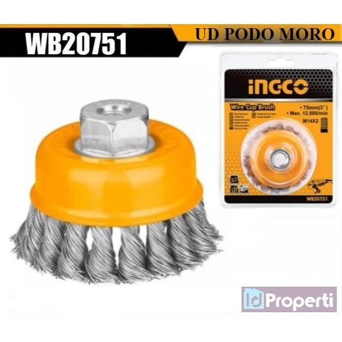 

Ingco WB20751 Wire Cup Brush 3inch 75mm Sikat Kuningan Kawat Gerinda