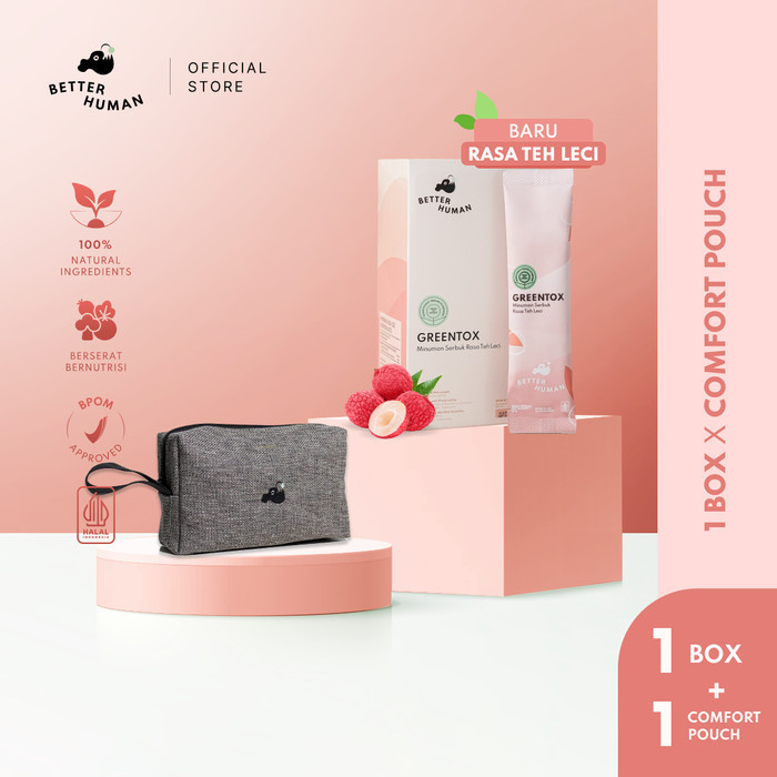 

Better Human Greentox Teh Leci - 1 Box isi (10 Sachet) x Comfort Pouch