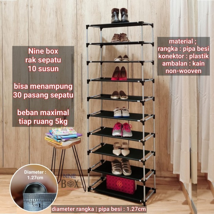 Nine Box Rak Sepatu 10 Tingkat/Rak Sepatu 10 Susun/Rak Sepatu Susun