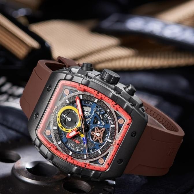 Jam Tangan Pria Original Chronograph T5 H 3905G Black Red
