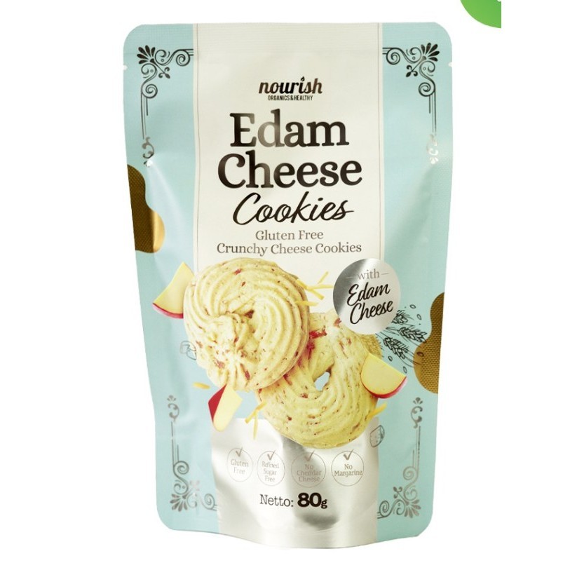 

Nourish Cheese Edam Cookies Gluten-Free Cookies 80gr / Kukis Keju Bebas Gluten