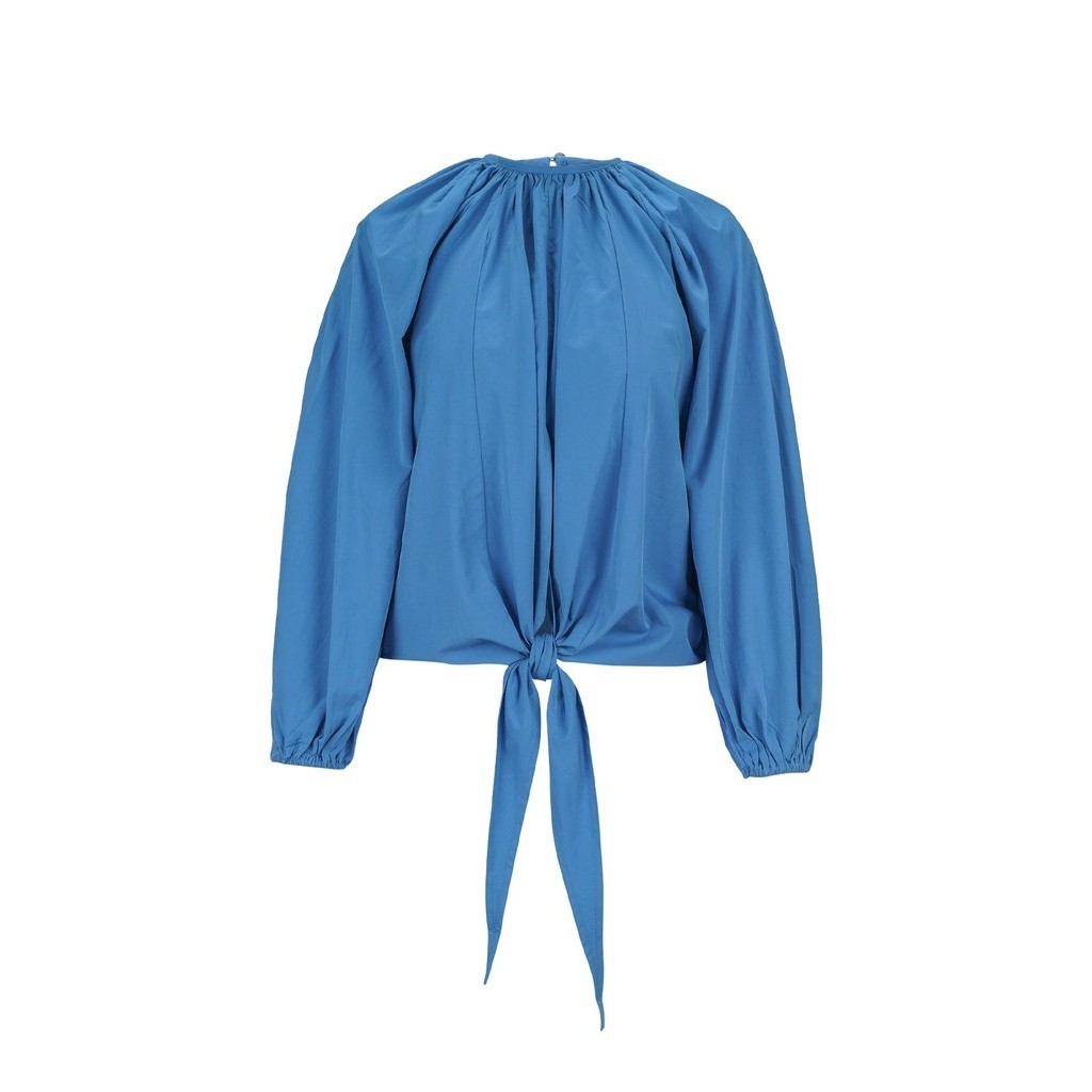 Benang Jarum - Greece Blouse With Tie - Blue