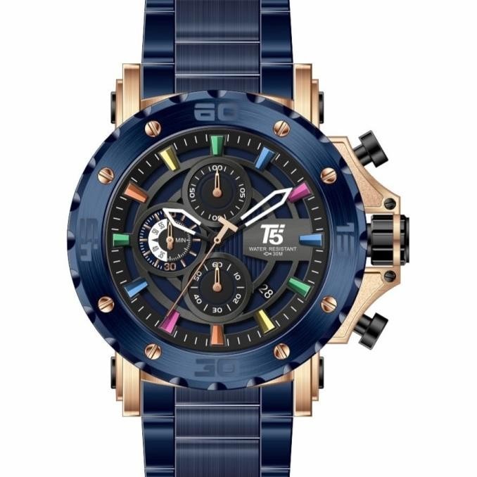 Jam Tangan Pria Original T5 H 3702G Blue Rosegold