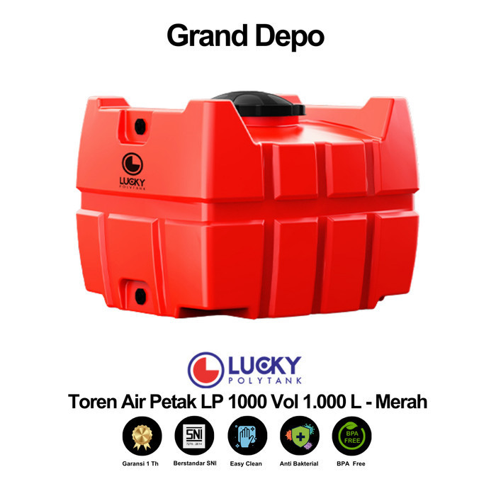 Lucky Polytank Toren Air Persegi 1000 Liter LP 1000 Orange