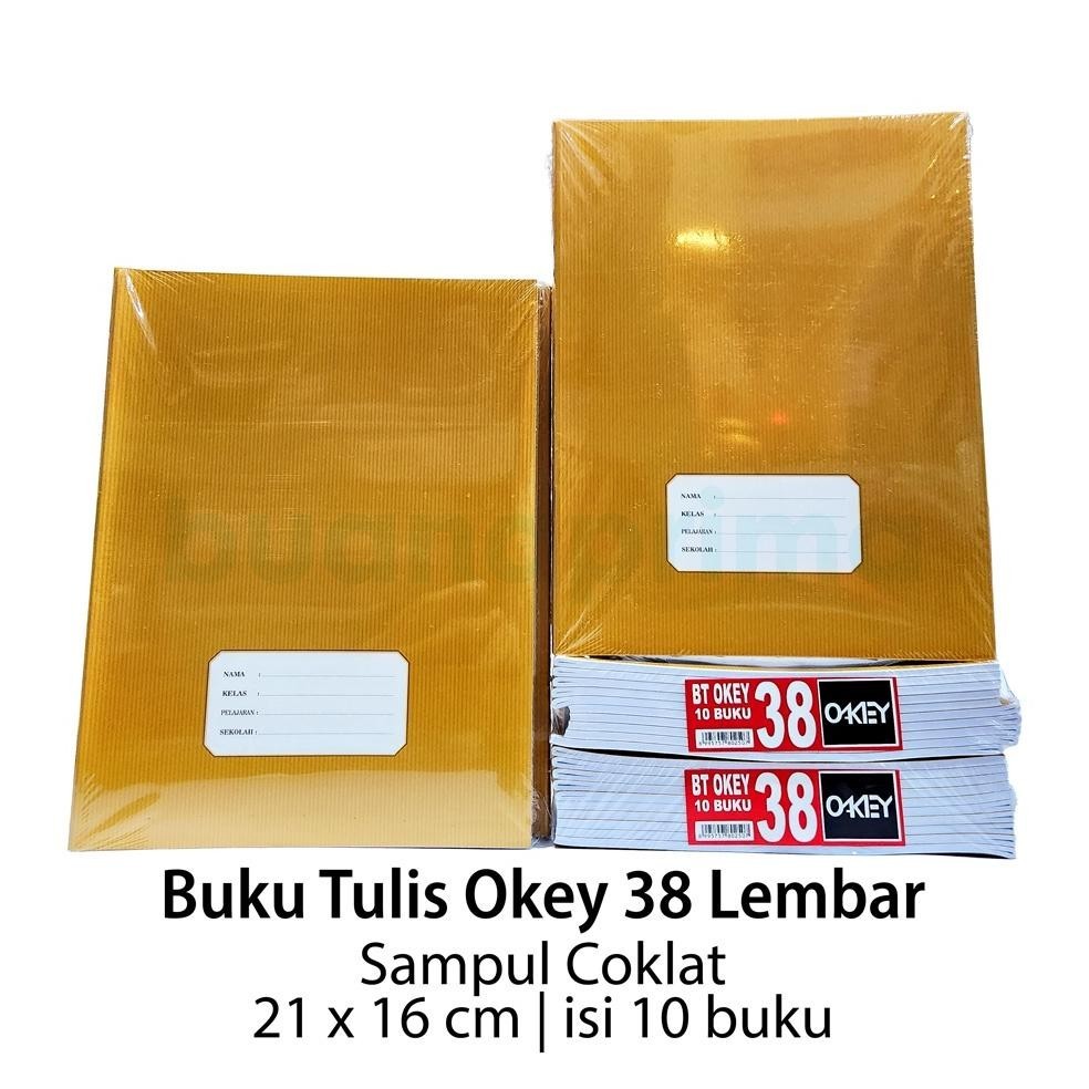 

[Promo][Cod][Gratis Ongkir] Buku Tulis Okey Kraft 38 Lembar Isi 10 Buku Sampul Coklat Notebook Sekolah Kwarto