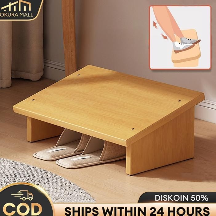 Footrest Bangku Kayu Bangku Pinjakan Kaki Slip Stool Meja Kantor Bangku Bangku Pijakan