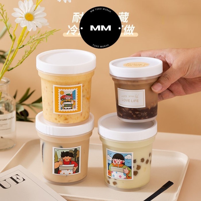 10Pcs 300Ml Korean Jar Gelato Toples Numan Box Dessert Cup
