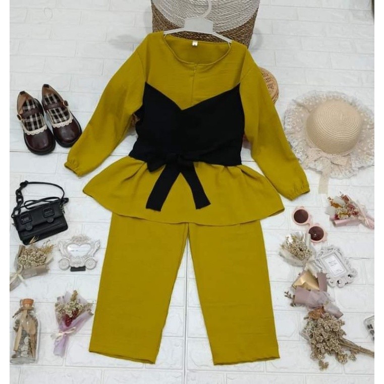 Setelan Terlaris Setcelan Setelan 3 In 1 Elegan Perempuan Keren Cewek Atas Bawah One Set 8 9 10 11 T