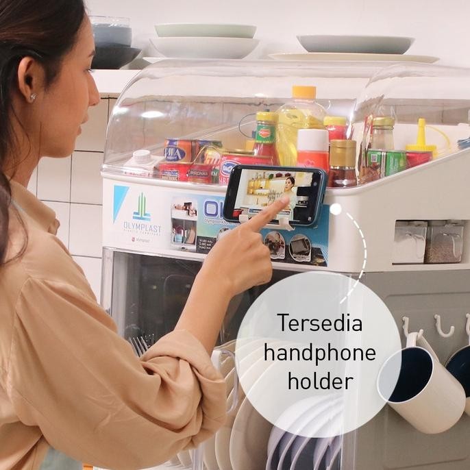 [Bisa Cod] Rak Piring / Lemari Piring Plastik Dengan Tutup - Olymplast Oks