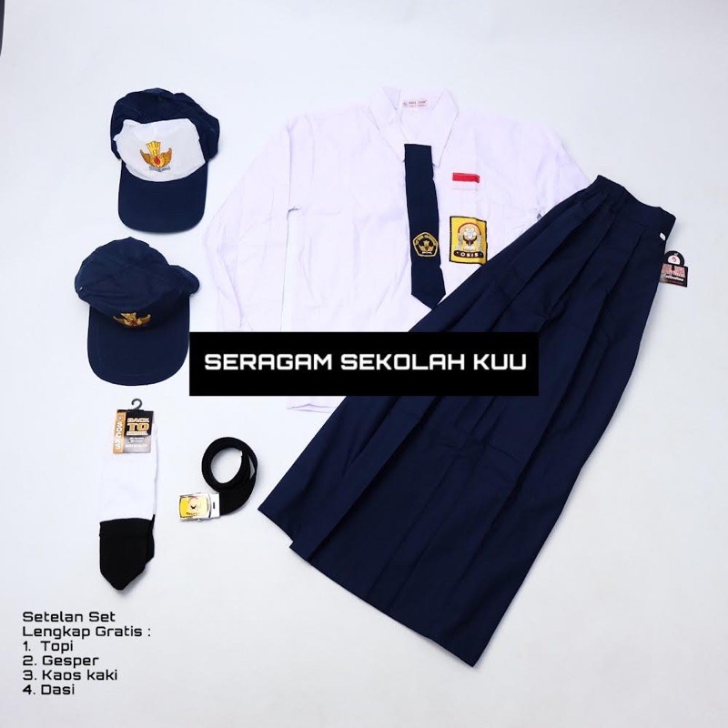 Seragam Sekolah Sd Smp Sma Laki Cewek 1Set Pakaian Cowok Biru Pria Lengkap Kelas 1 Sragam Sekollah P