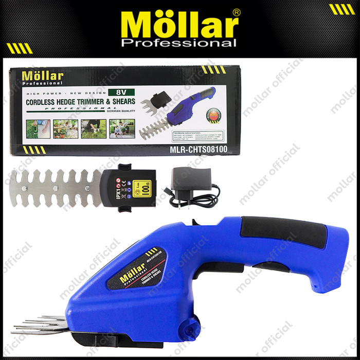 Mollar Chts08100 Mesin Potong Rumput Baterai 8V Cordless Hedge Trimmer