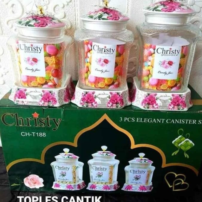 [Bayar Di Tempat] Toples Kaca Shabby Christy Ch-T188 Free Bubble
