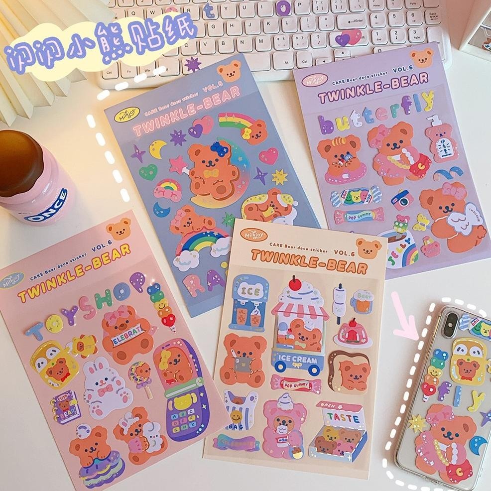 

Sticker Pvc Korean Bear Anti Air Poly Hologram Bujo Aesthetic Scrapbook Cod