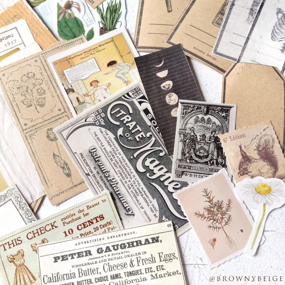 

Ephemera Vintage [35+ Pcs] By Brownybeige - Bujo Mini Kit Penpal Snailmail Bundle Kertas Deco Ephemeral Dekor Journal Jurnal Aesthetic Diy Scrapbook Gift Wrapping Memo Sticker Stiker Ticket Postcard Hiasan Cute Lucu Antique Antik Brownybeige Cod