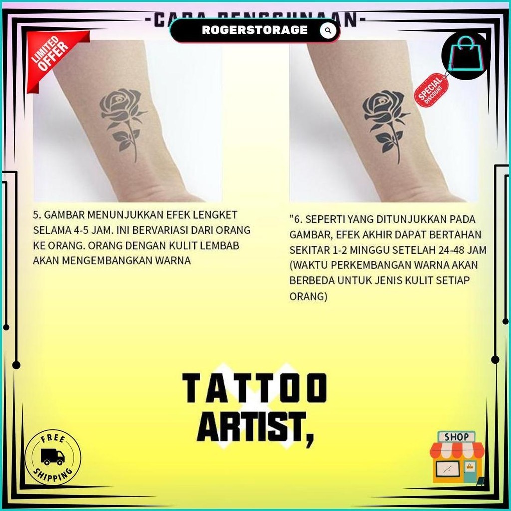Tattoo ArtistTato Temporer, Mudah Digunakan , Tato Tahan AirStiker Tato Fruit Ink15 Hari Tato Tempor