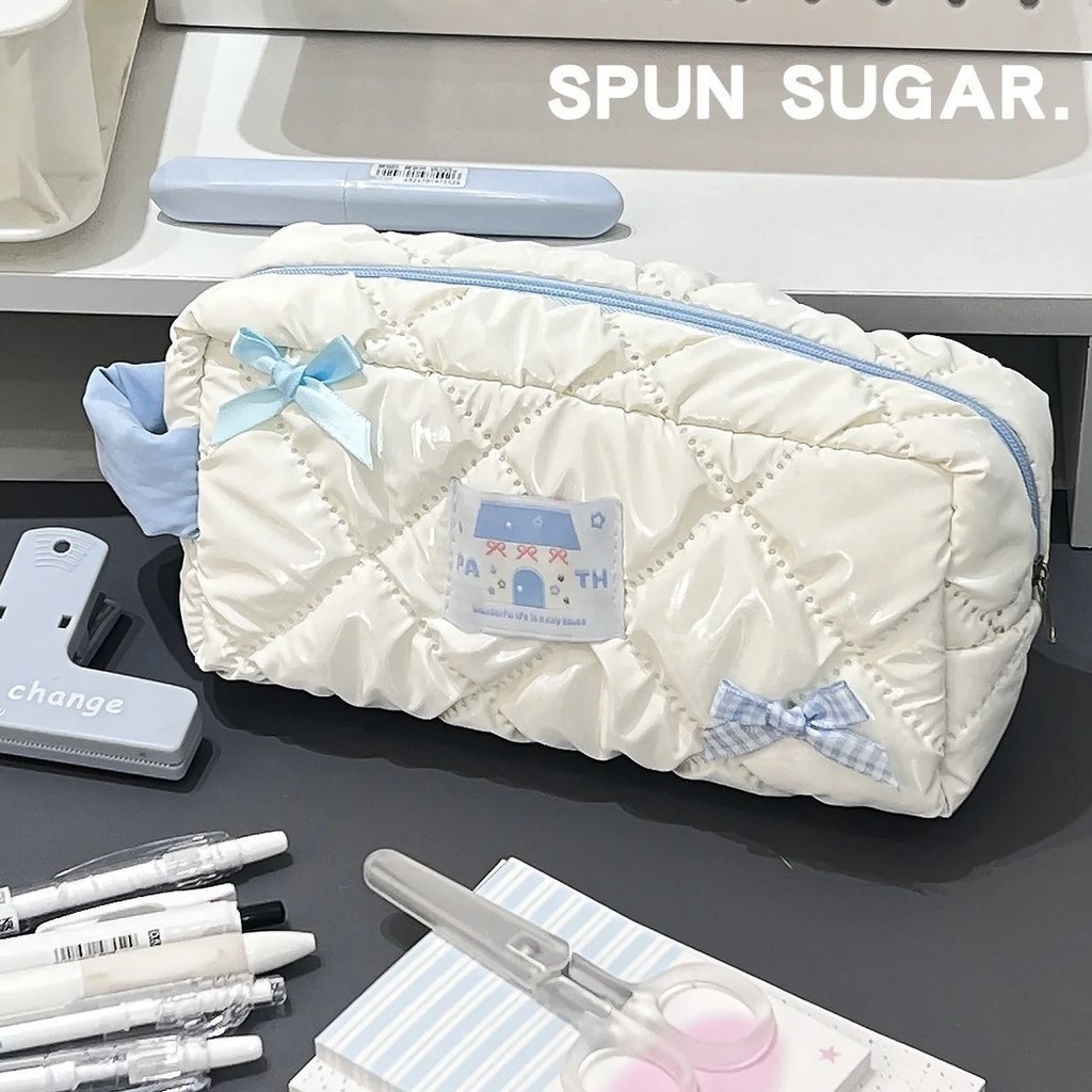 

New Summer Foam Blue Bow-Knot Pencil Case/Student Large Capacity Stationery Storage Cosmetic Bag