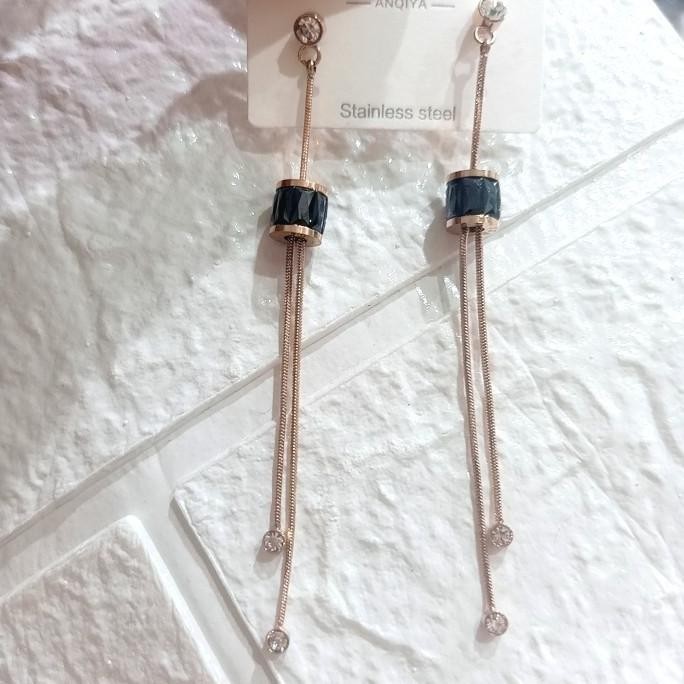anting tusuk/anting panjang titanium anti karat/anting impor