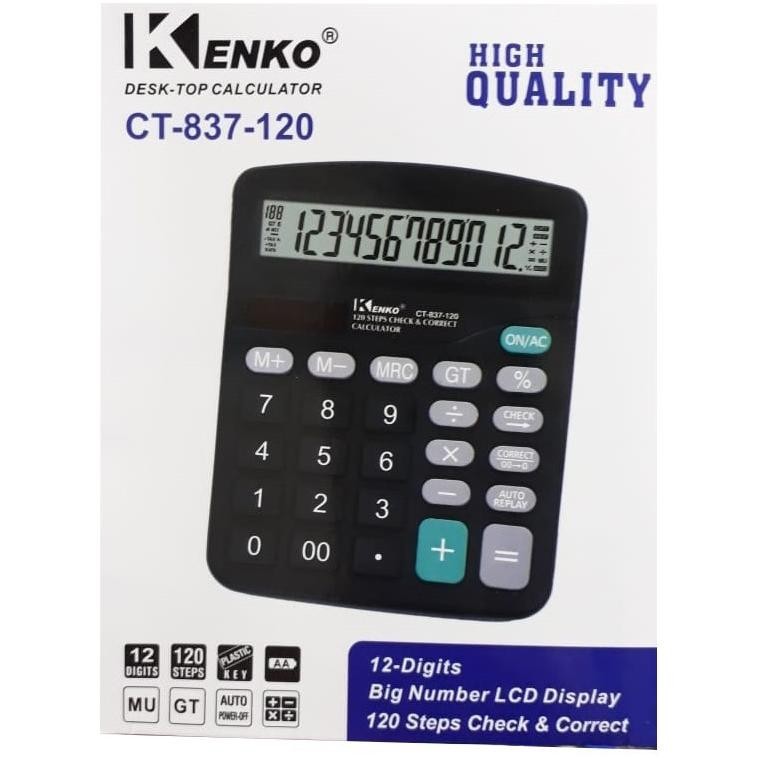 

TERLARIS kalkulator dagang baterai abc a2 kenko 837 12 digit dengan baterai jam mudah ganti et-98