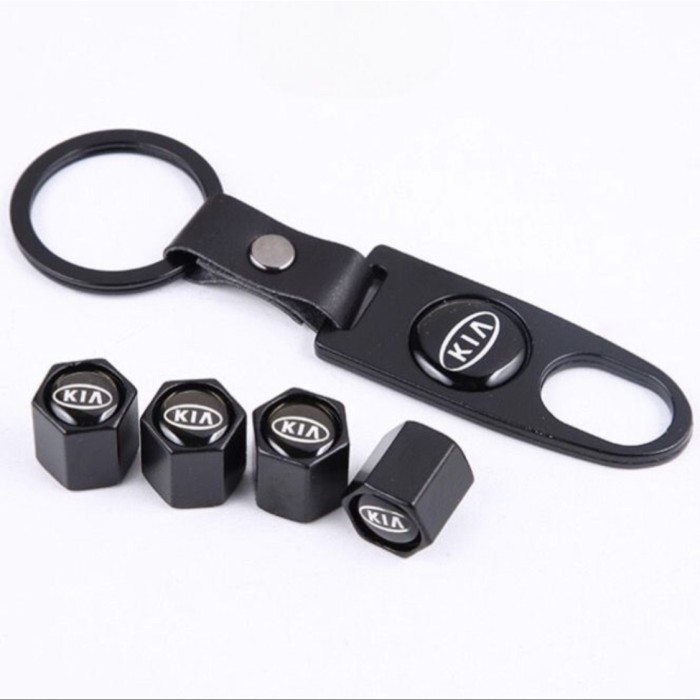 Tutup Pentil Kia + Gantungan Kunci Mobil Kia Penutup Pentil Ban Roda