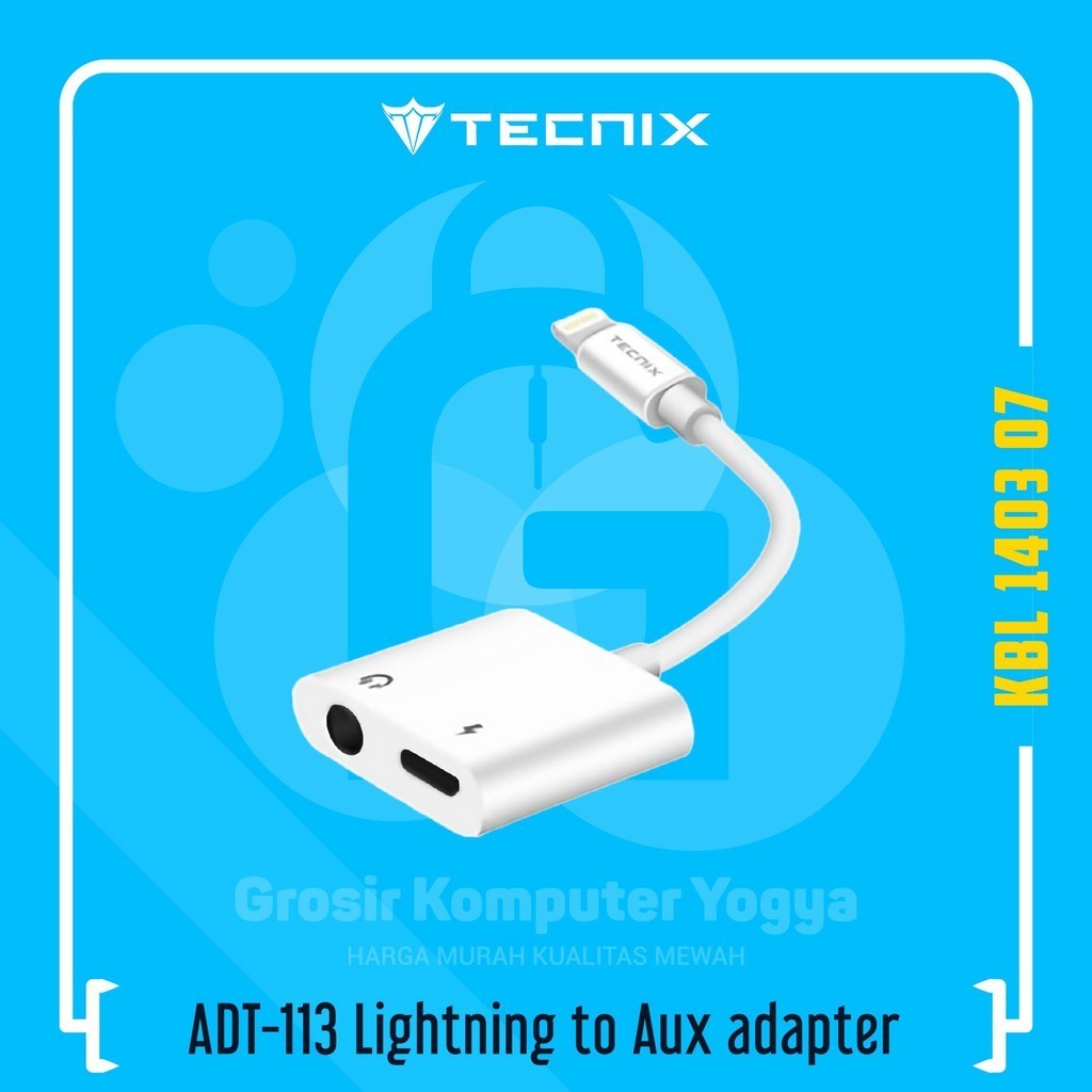 Tecnix ADT-113 Lightning to Aux 3.5mm + Lightning Cable Adapter
