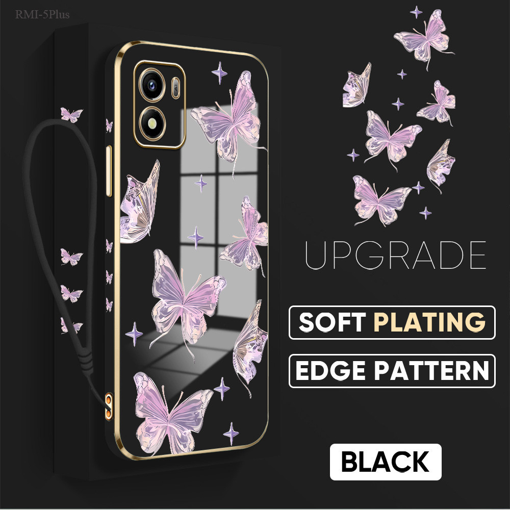 Casing Hp Untuk Xiaomi Redmi 5 Plus Case Lokal Stock Berlapis Tali Gratis Phone Cassing Lembut Kupu 