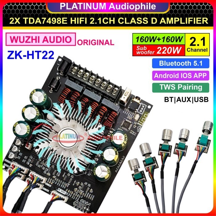 Terlaris Tda7498 Amplifier Class D Hifi 2.1 Ch Bluetooth 5.0 Zk-Ht21 Zk-Ht22