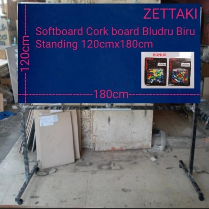 

Jual Softboard Cork Board/Papan Mading Kain Bludru Biru Standing 120X180Cm