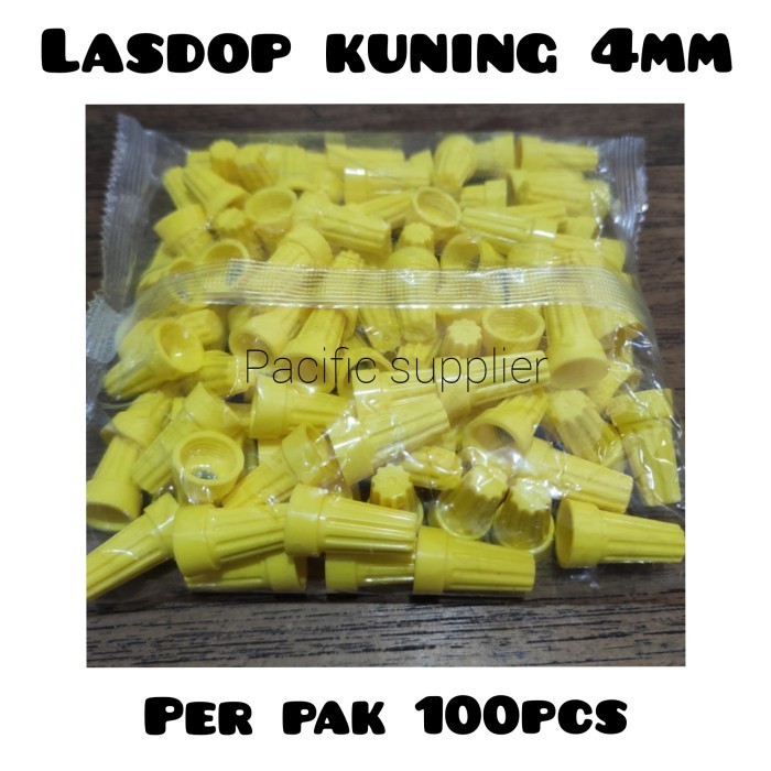 Lasdop Kuning 4Mm/Penutup Kabel/Ujung Kabel/Lasdop