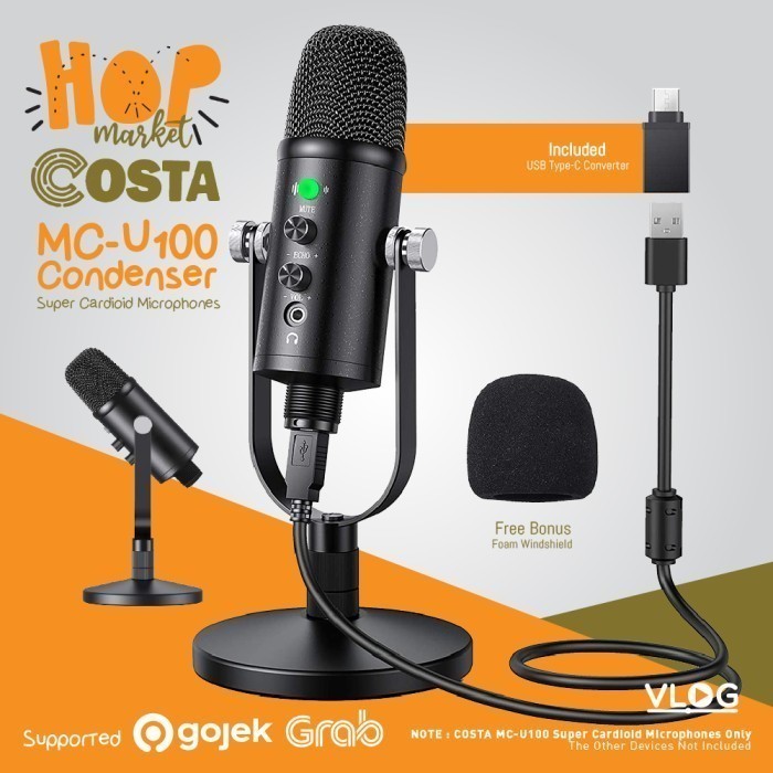 Costa Cm-U100 Professional Condenser Microphone Usb Podcast Recording