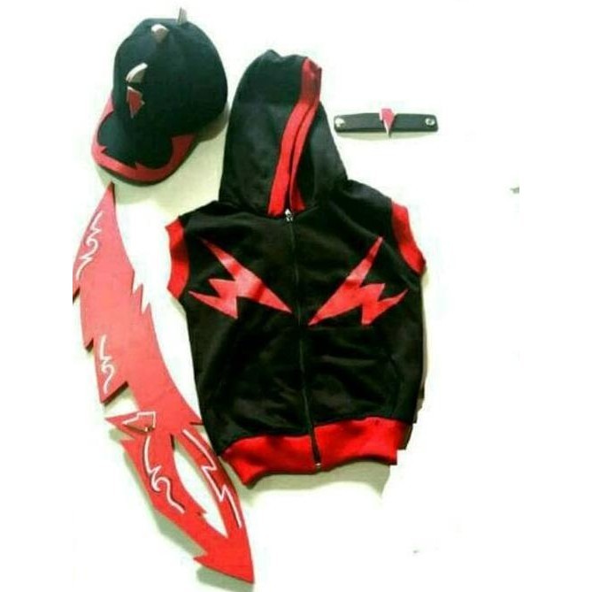 Boboiboy Halilintar (Baju+celana+Topi+gelang+pedang)