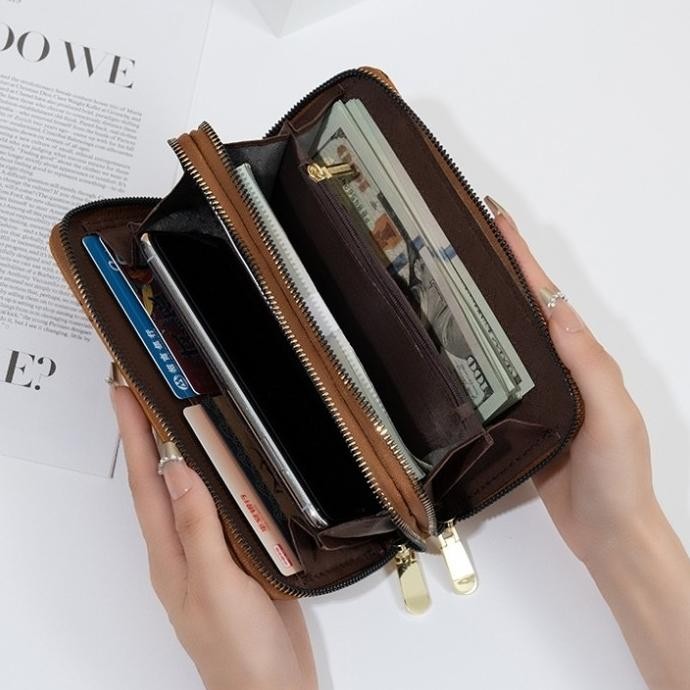 DOMPET PANJANG WANITA IMPORT 2 RESLETING PREMIUM CARIONE KULIT WA777B7