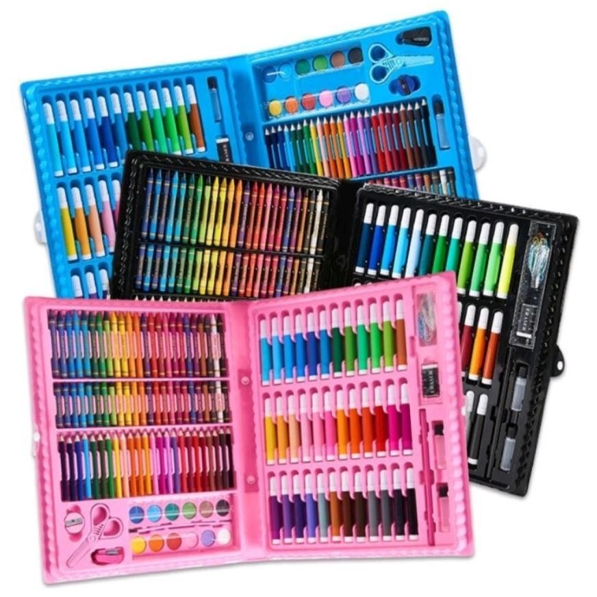 

eqw-68 150Pcs Crayon Set Art Set Isi 150 Pcs Pensil Warna Set Anak Crayon Full Set Alat Lukis/Crayon Kekinian Praktis Termurah