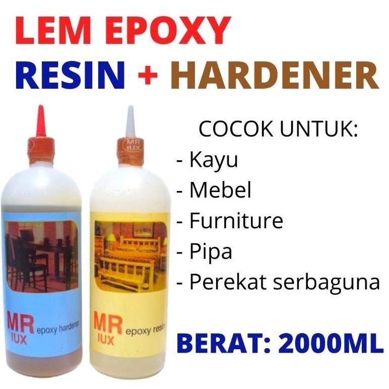 

VIRAL Lem EPOXY Resin Hardener MR LUX Kemasan 1 Kg Botol qw-7