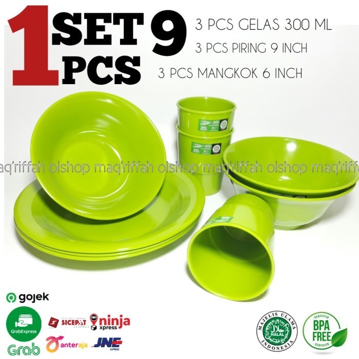 Piring Makan Melamin Satu Set Piring Mangkok Gelas