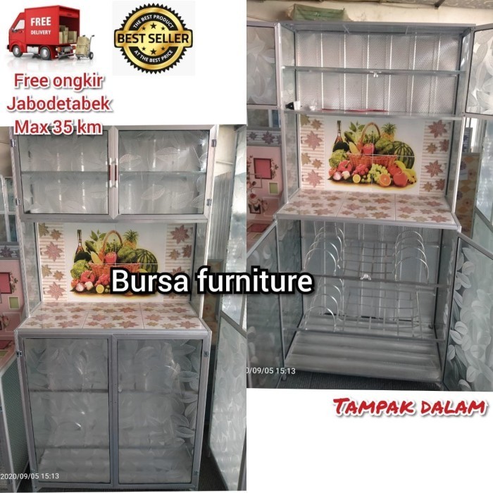 Lemari Rak Piring 2 Pintu/ Rak Piring 2 Pintu Datar Bawah Plat