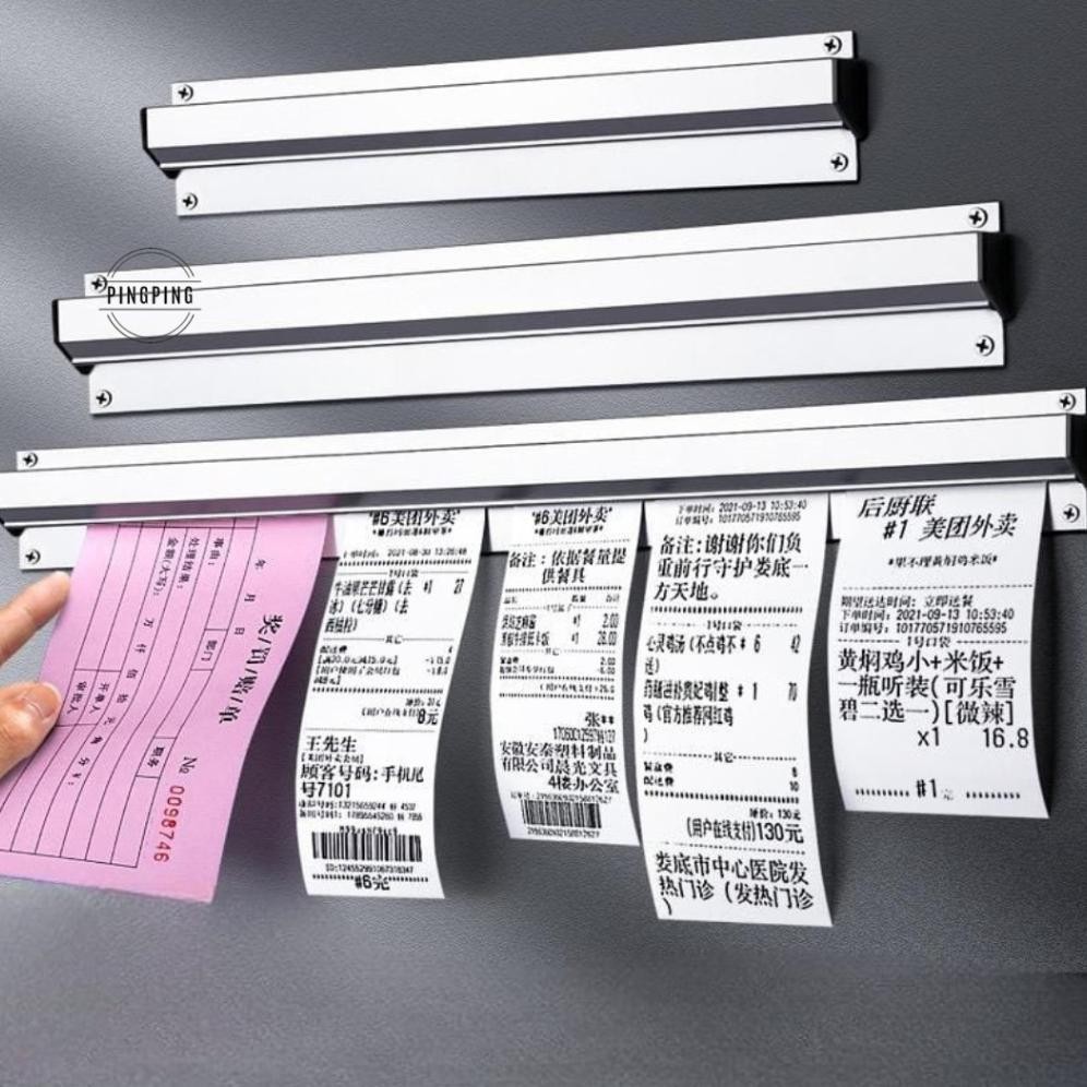 

COD Bill Holder/ Receipt Holder/ Capitan Nota Stainless/Bill Holder/ Receipt Holder/ Capitan Nota Stainless 45x6 cm/60*6cm/90*6cm/Penjepit Kertas Bon Bill Tab Grabber Aluminum Bill Holder Restaurant Getra Cafe gd-5