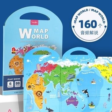 

BARUU SAALIN WORLD MAP STICKER TRAVEL MAP WITH REUSABLE STICKER MAINAN EDUKASI ANAK