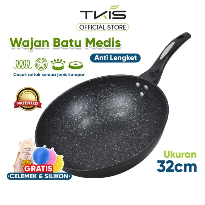 CUCI GUDANG TKIS Wok Pan Anti Lengket 32cm wajan Penggorengan Anti Lengket TK-822