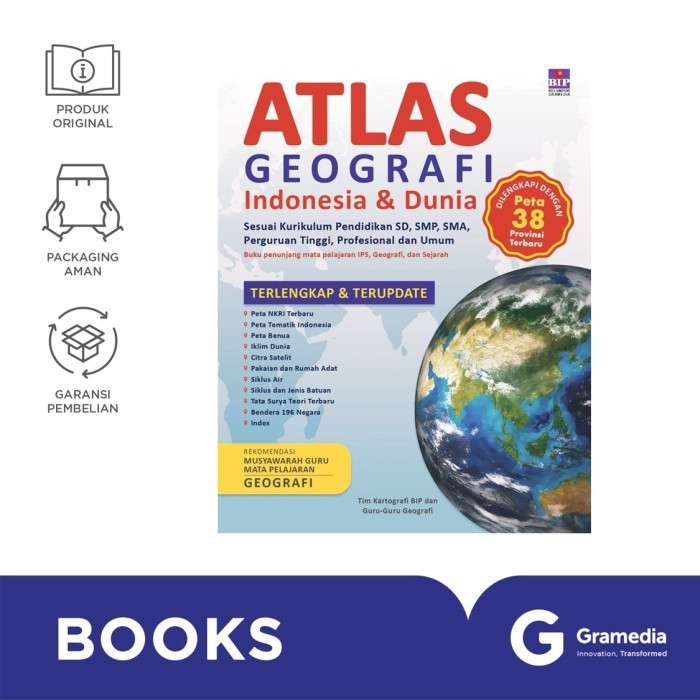 Gramedia Buku Atlas Geografi Indonesia & Dunia