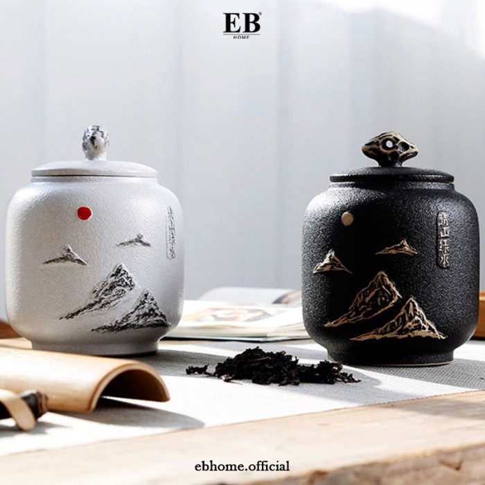TEMPAT DAUN TEH KERAMIK JAR CANISTER TEA LEAVES