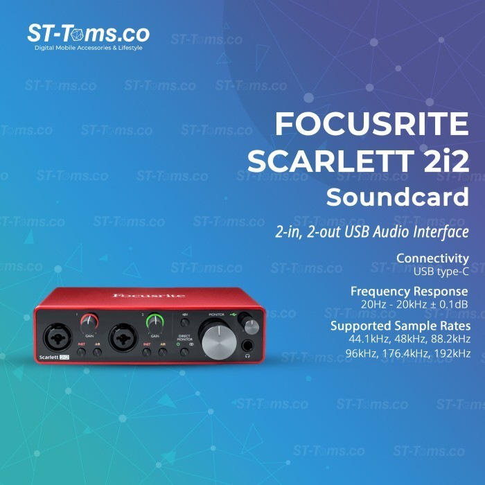 

rite Slett 2i2 3rd Gen USB Audio Interface Recording Soundd