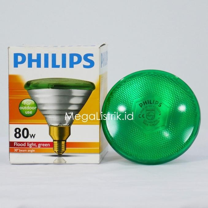 BEBAS ONGKIR - Philips Lampu Sorot / Flood Light Outdoor PAR38 80 Watt / 80W Hijau