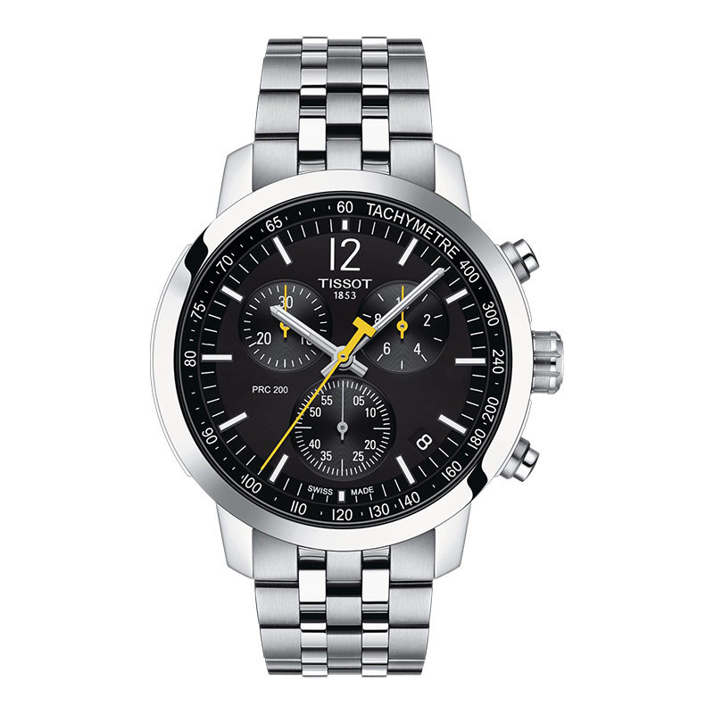 Jam Tangan Pria TISSOT T-Sport T114.417.11.057.00 PRC 200 Chronograph Black Dial Stainless Steel Str