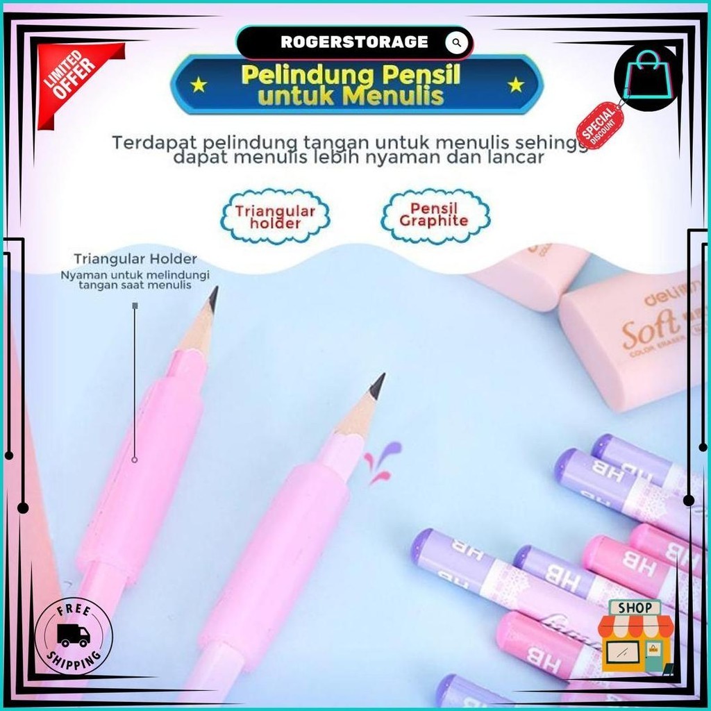 

Deli Stationery Set 4 In 1 Rautan Pensil 12Pcs Pensil 2 Penghapus Dan 2 Penutup Pena 68896 Best Seller